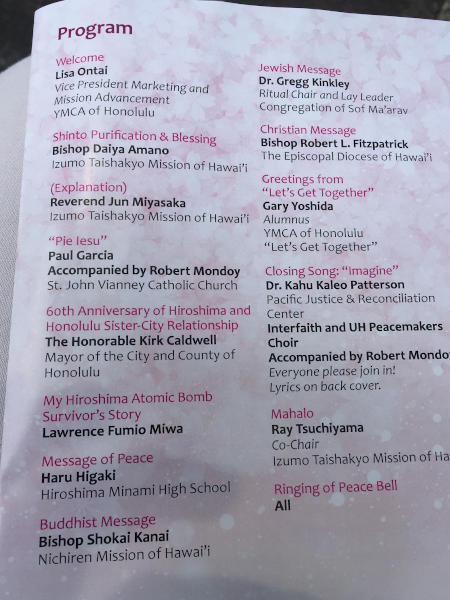 Hiroshima Commemoration Event Program in Honolulu, HI Hiroshima Commemoration Event Program in Honolulu, HI